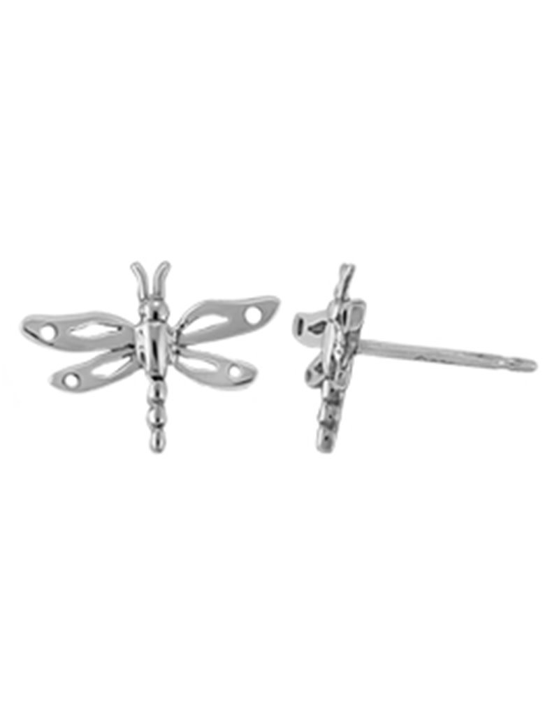 Sterling Silver Dragonfly Stud Earrings 13x9mm