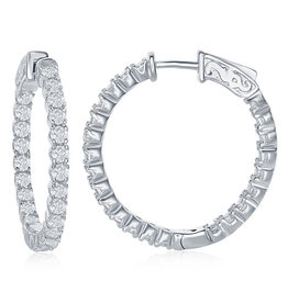 CZ Hinged Hoop Earrings 3x30mm
