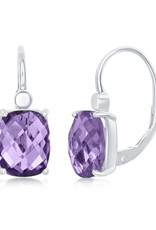 Sterling Silver Cushion Amethyst Earrings 10x8mm