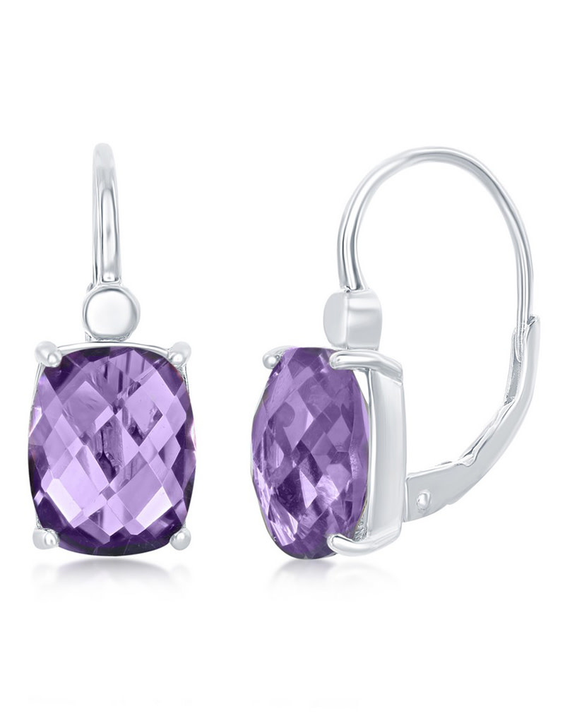 Cushion Amethyst Earrings 10x8mm