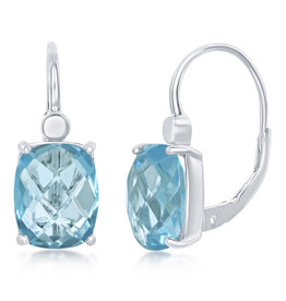 Cushion Blue Topaz Earrings 10x8mm