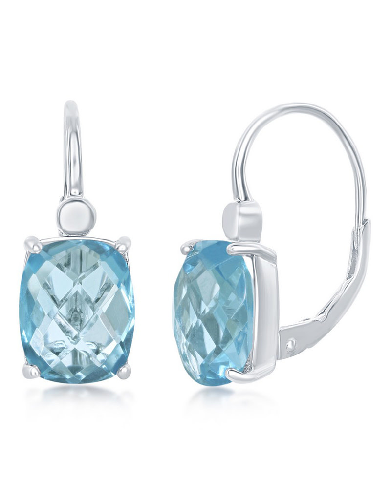 Cushion Blue Topaz Earrings 10x8mm