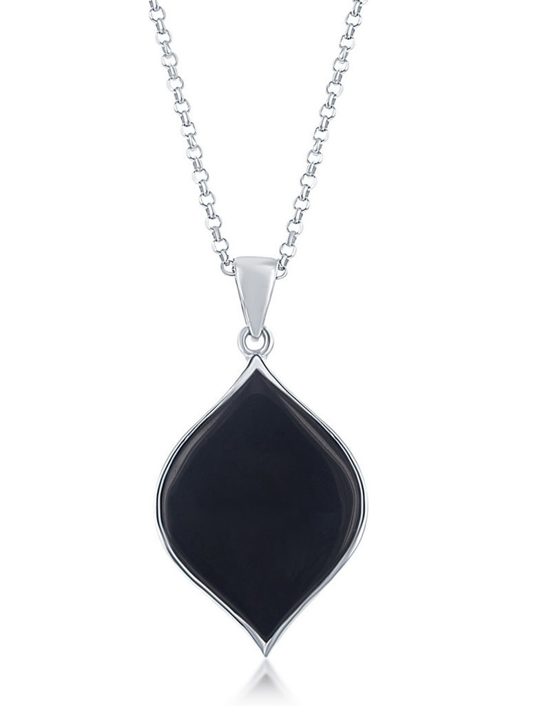 Sterling Silver Black Onyx Necklace 18"