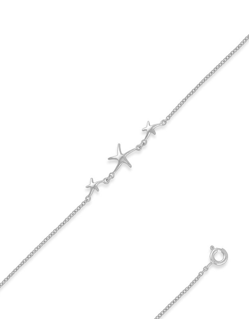 Sterling Silver Triple Starfish Anklet