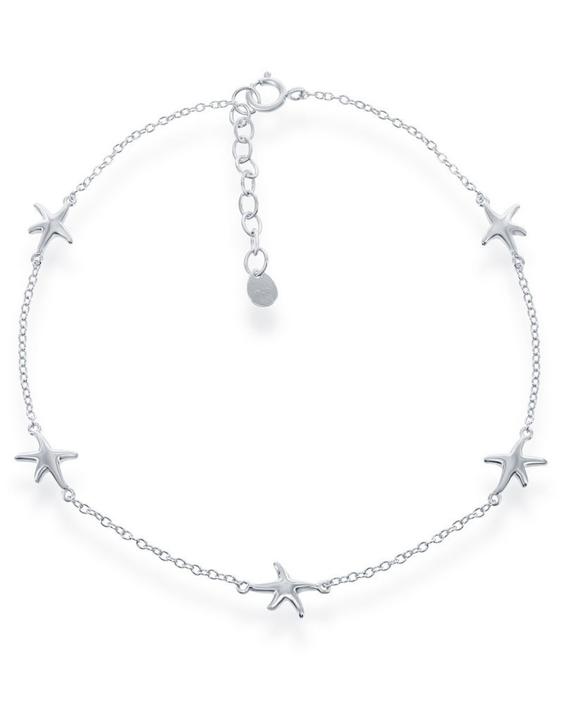 Sterling Silver Starfish Anklet 9"+1"