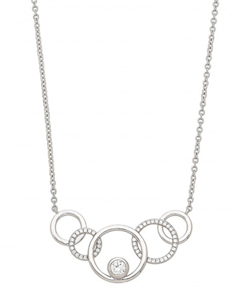 Circles with CZ Necklace 16"+2"