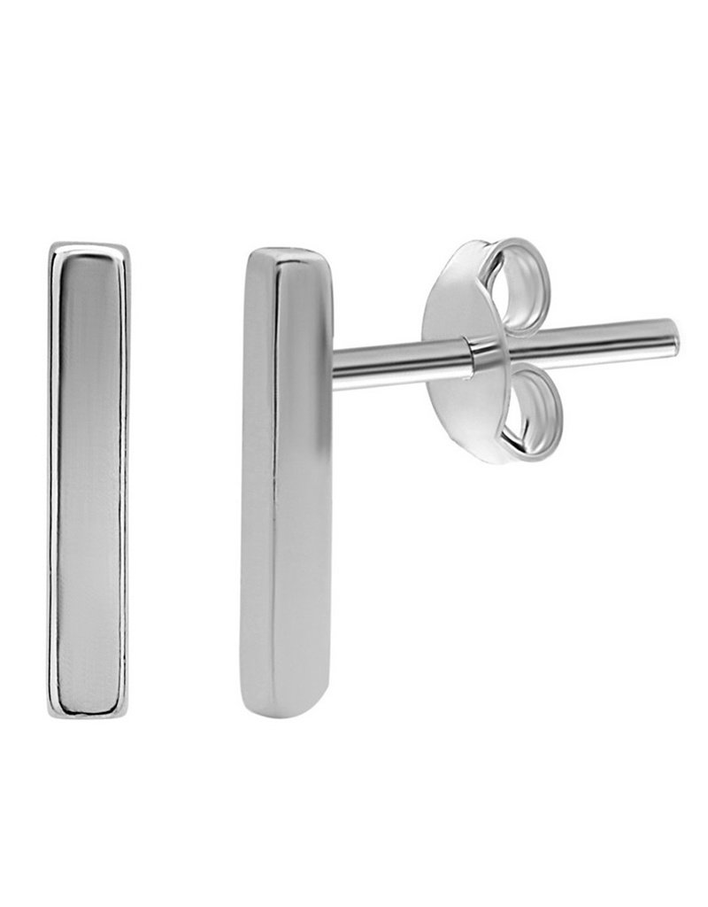 Sterling Silver Small Thin Bar Stud Earrings 11mm