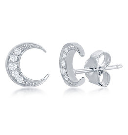 Crescent CZ Stud Earrings