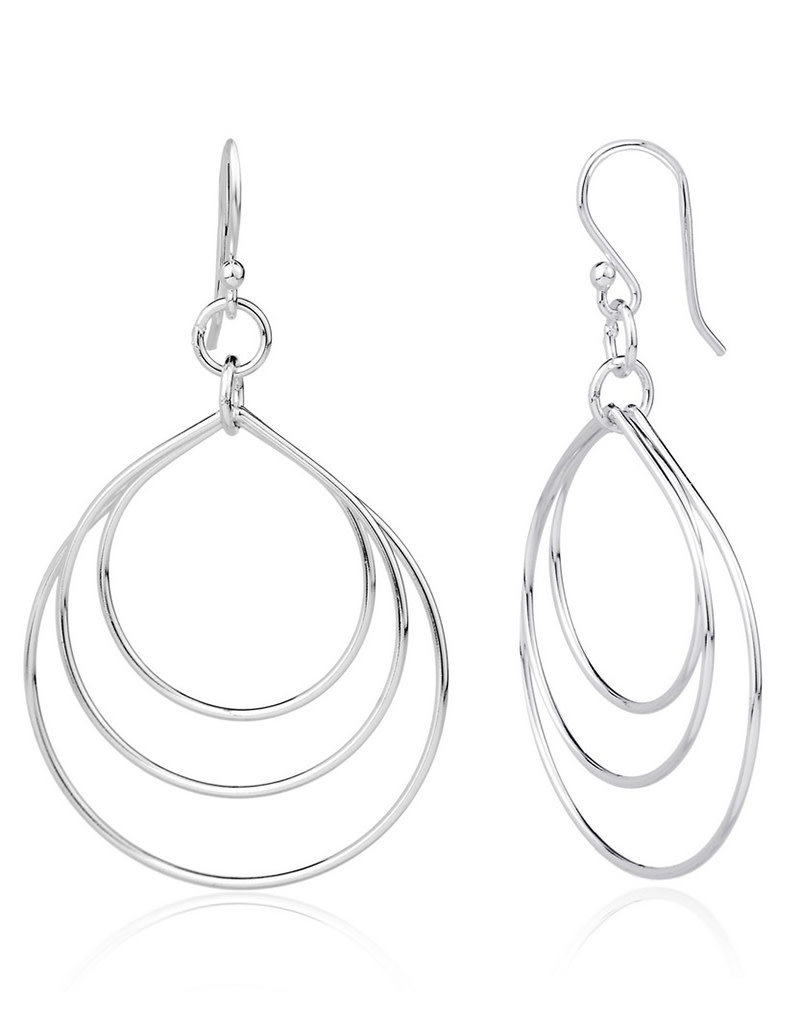 Sterling Silver Triple Open Teardrop Earrings