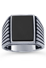 Men's Sterling Silver Rectangle Onyx Ring