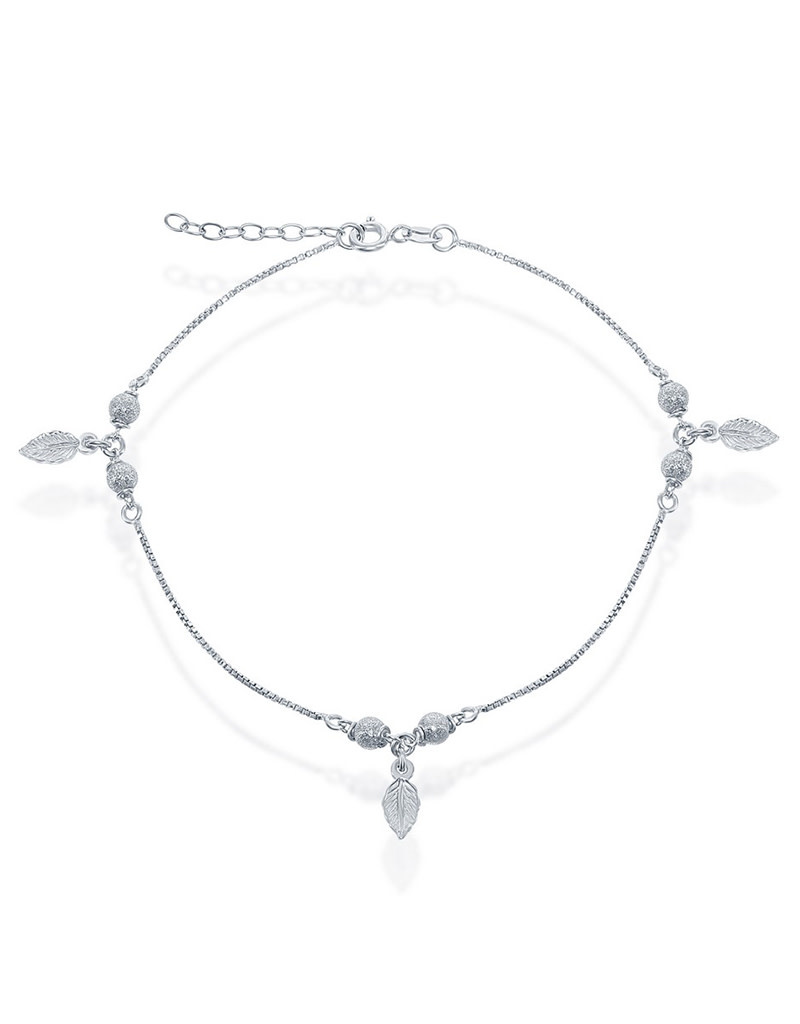 D/C Beads with Leaf Charm Anklet