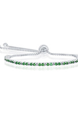 Sterling Silver 2mm Green CZ Bolo Tennis Bracelet