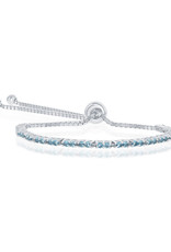 Sterling Silver 2mm Lt Blue CZ Bolo Tennis Bracelet