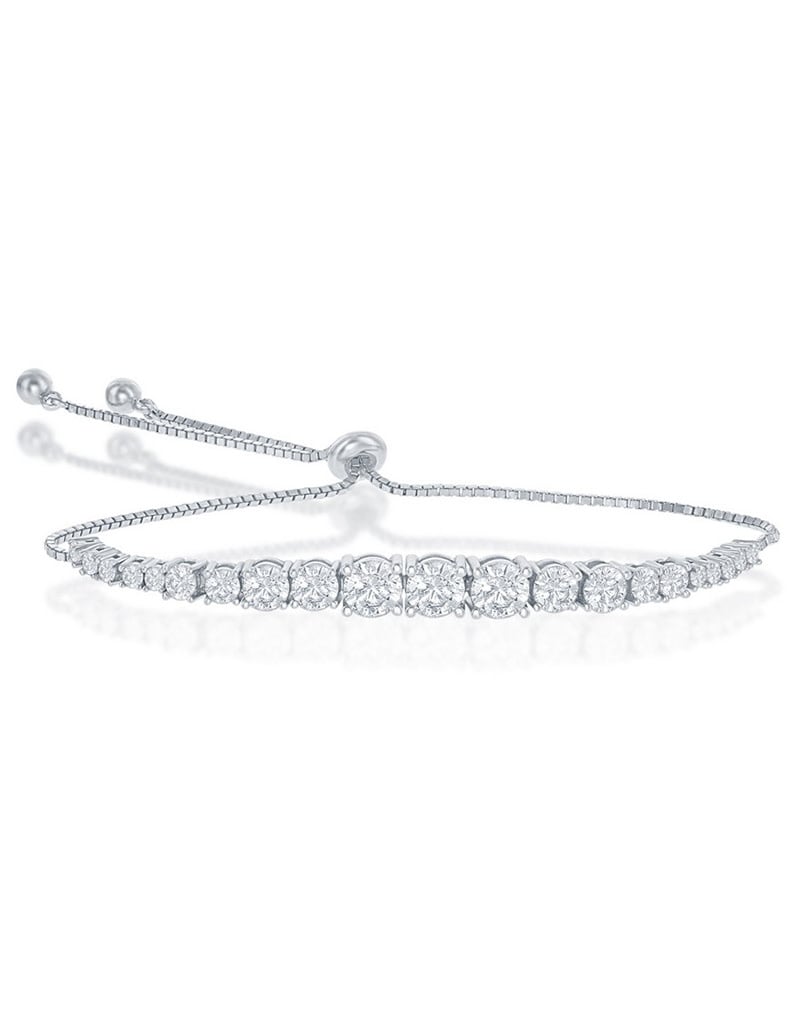 Graduating CZ Bolo Tennis Bracelet