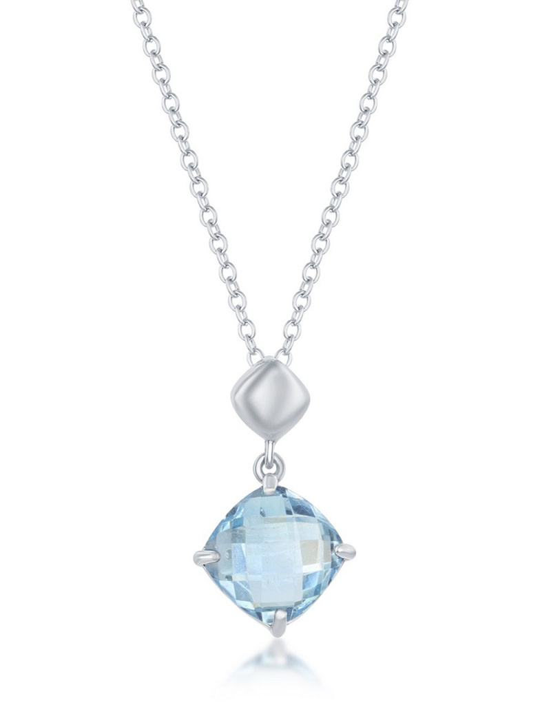 Cushion Blue Topaz Necklace