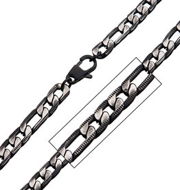 6.5mm Black Figaro Necklace 22"