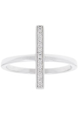 Sterling Silver 16mm Bar Cubic Zirconia Ring