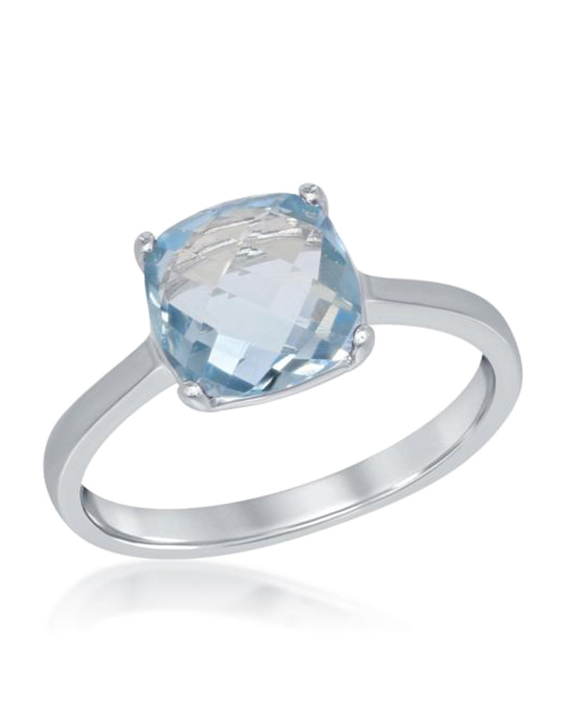 Cushion Blue Topaz Ring