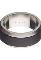 Men's Stainless Steel and Pear Wood Band Ring