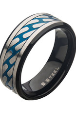 Men's Blue Stainless Steel Curb Chain Pattern Band Ring