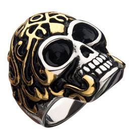 Men's Gold Steel Skull Ring