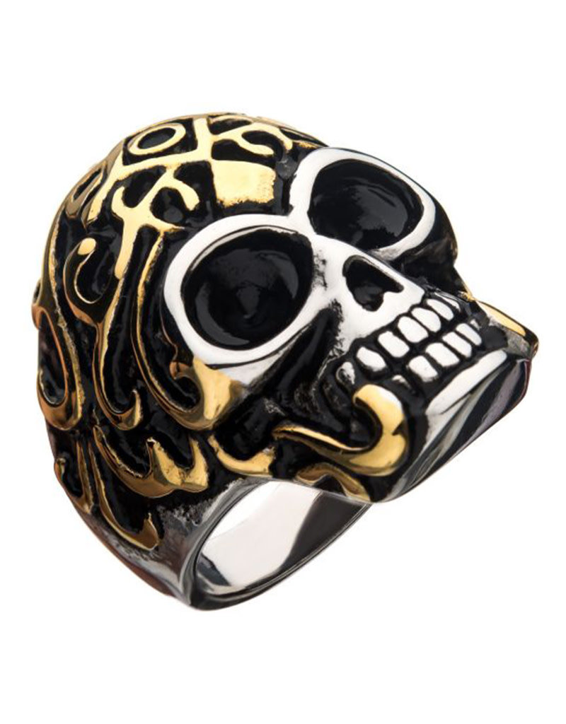 Men's Gold Stainless Steel Skull Ring