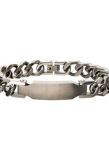 Men's Brushed Stainless Steel ID Bracelet 8.5"