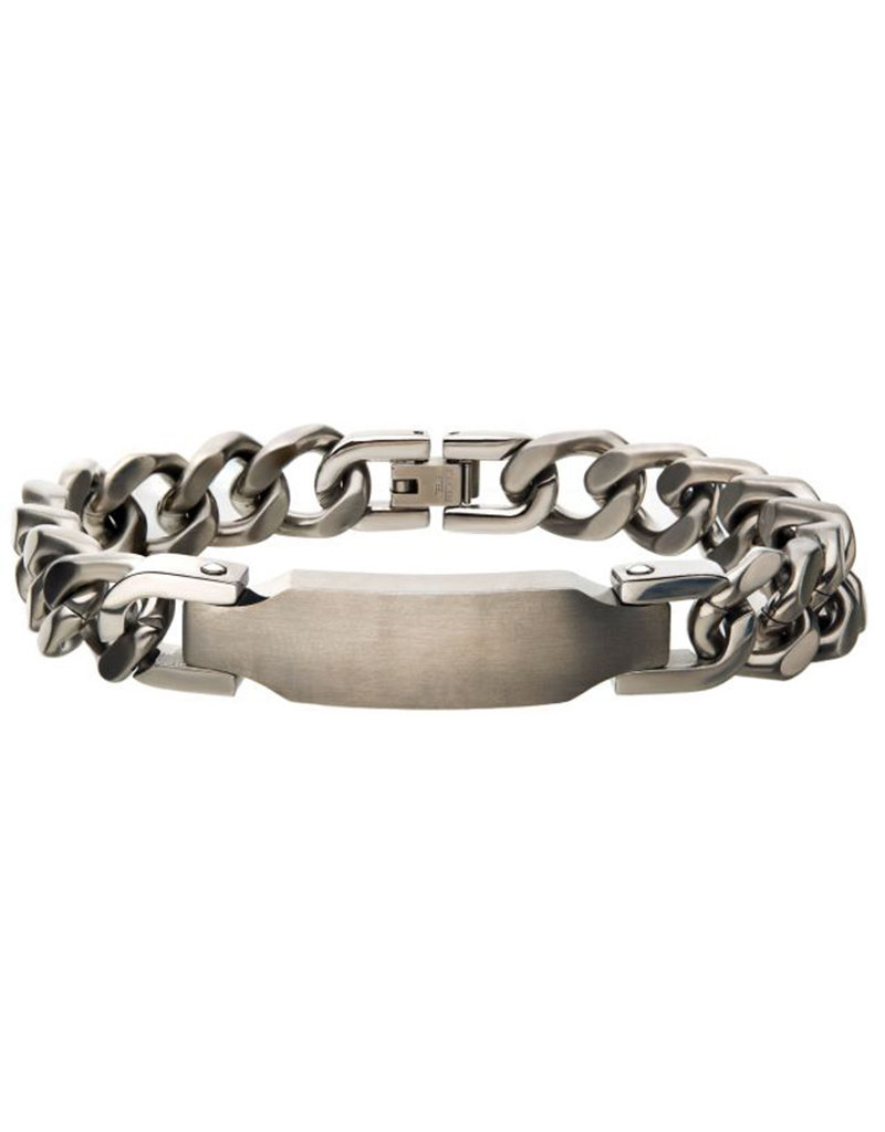 Men's Brushed Stainless Steel ID Bracelet 8.5"