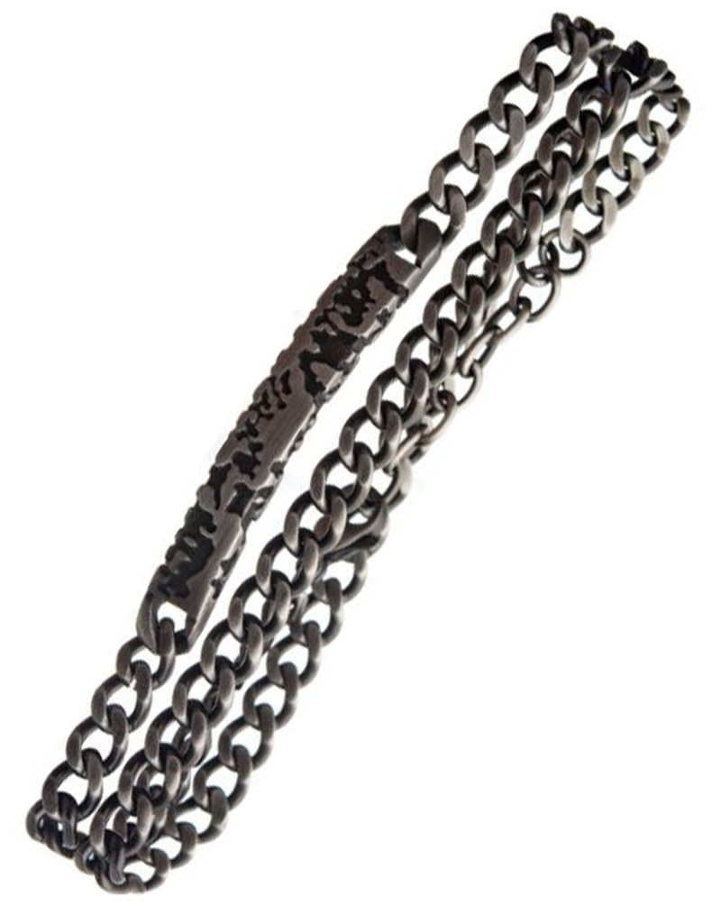 Men's Gunmetal PVD Stainless Steel Curb Chain Terra ID Bracelet