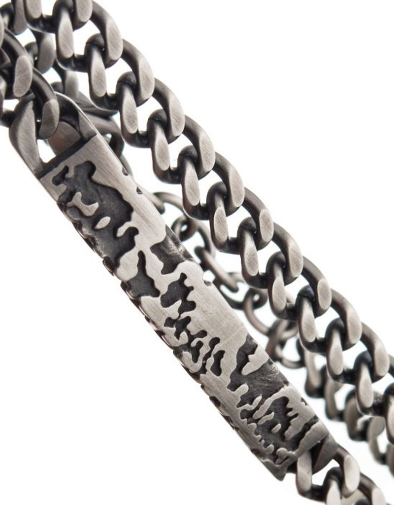 Men's Gunmetal PVD Stainless Steel Curb Chain Terra ID Bracelet