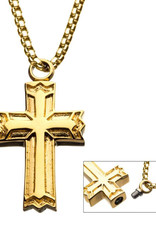Men's Gold PVD Stainless Steel Gothic Cross Necklace 22"