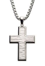 Men's Hammered Stainless Steel Cross Necklace