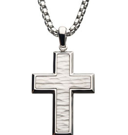 Hammered Steel Cross Necklace