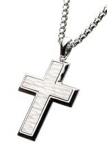 Men's Hammered Stainless Steel Cross Necklace