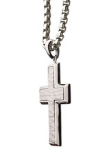 Men's Hammered Stainless Steel Cross Necklace