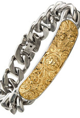 Men's Gold PVD Stainless Steel Nymeria Lion and Curb Chain ID Bracelet