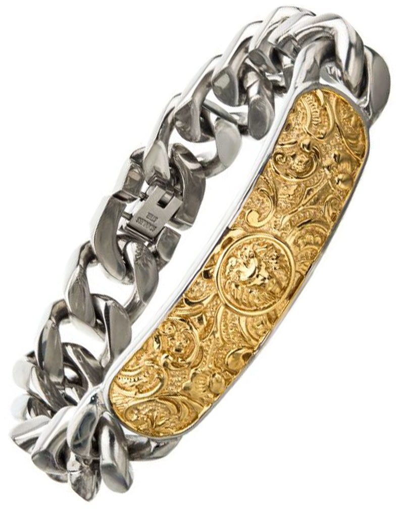 Gold Steel Nymeria Lion ID Bracelet