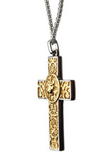 Men's Gold PVD Stainless Steel Nymeria Lion Cross Necklace 24"