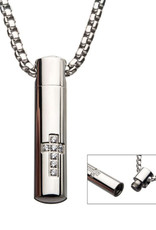 Men's Stainless Steel with CZ Cross Stash Necklace 22"