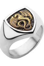 Men's Stainless Steel and Brass Dragon Ring Size 9