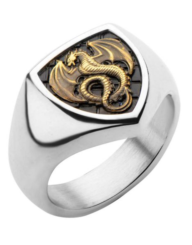 Men's Stainless Steel and Brass Dragon Ring Size 9