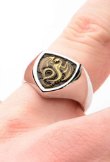 Men's Stainless Steel and Brass Dragon Ring