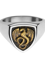 Men's Stainless Steel and Brass Dragon Ring Size 9