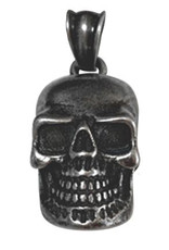 Men's Gunmetal Stainless Steel Skull Necklace 22"