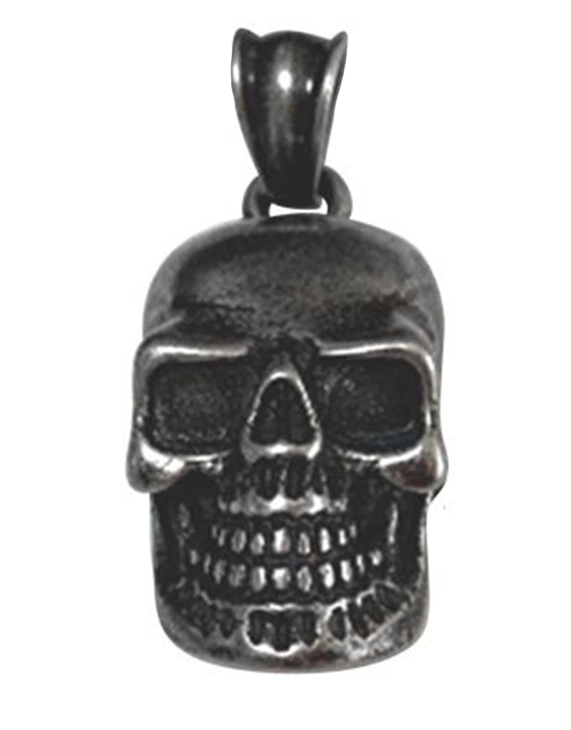 Gunmetal Steel Skull Necklace