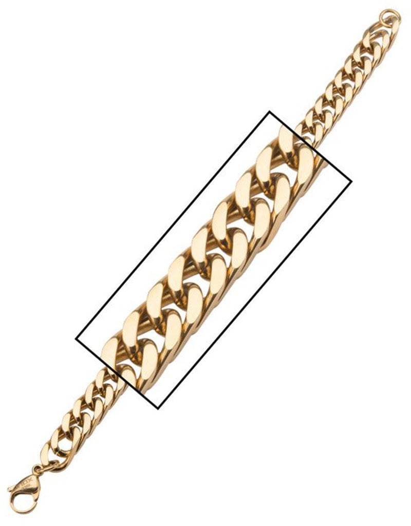 Men's 10mm Gold Stainless Steel Curb Link Chain Bracelet 8.5"