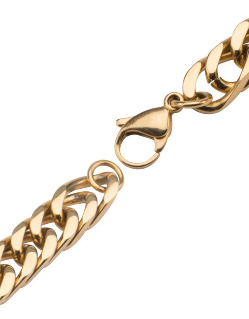 Men's 10mm Gold Stainless Steel Curb Link Chain Bracelet 8.5"