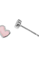 Sterling Silver Heart Pink Shell Stud Earrings 5.5mm