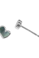 Sterling Silver Heart Black Mother of Pearl Stud Earrings 5.5mm