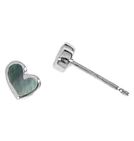 Heart Black MOP Stud Earrings 5.5mm